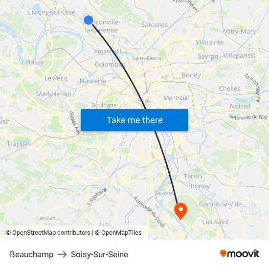 Beauchamp to Soisy-Sur-Seine map