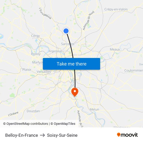 Belloy-En-France to Soisy-Sur-Seine map