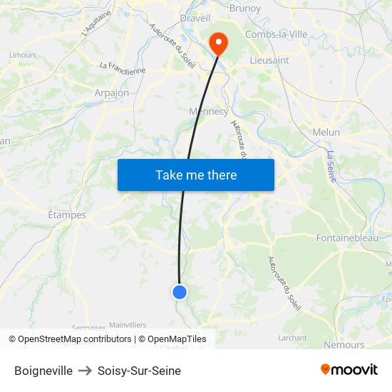 Boigneville to Soisy-Sur-Seine map