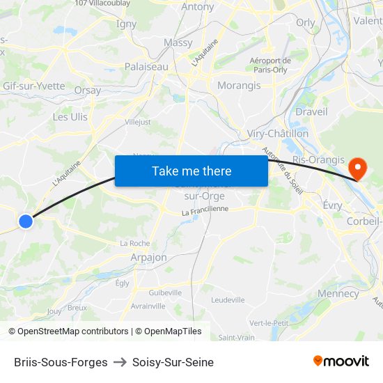 Briis-Sous-Forges to Soisy-Sur-Seine map