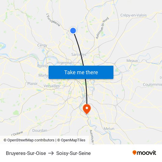 Bruyeres-Sur-Oise to Soisy-Sur-Seine map