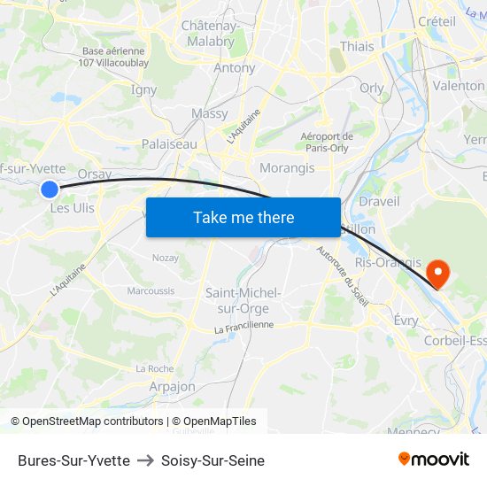 Bures-Sur-Yvette to Soisy-Sur-Seine map