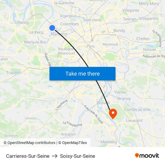 Carrieres-Sur-Seine to Soisy-Sur-Seine map