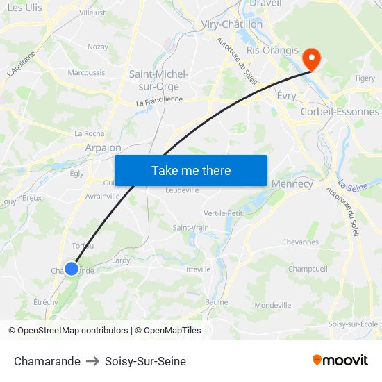 Chamarande to Soisy-Sur-Seine map