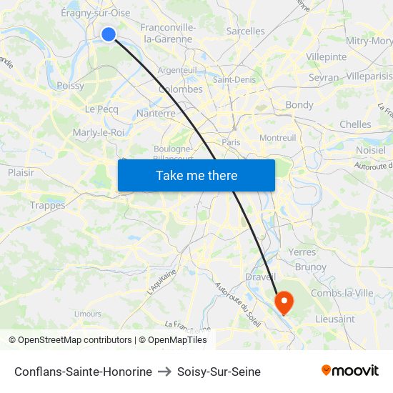 Conflans-Sainte-Honorine to Soisy-Sur-Seine map
