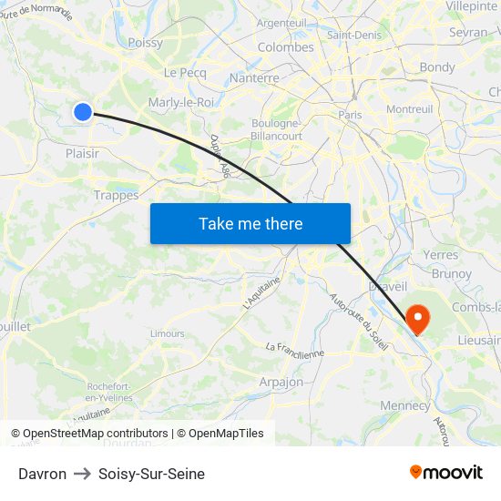 Davron to Soisy-Sur-Seine map