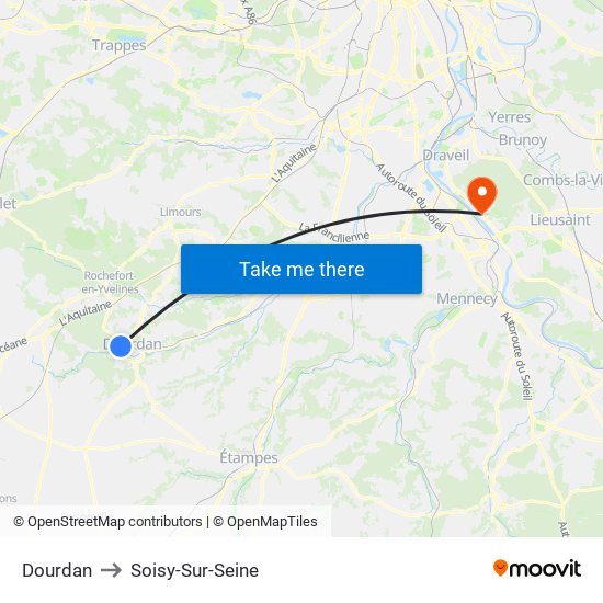 Dourdan to Soisy-Sur-Seine map