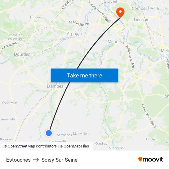 Estouches to Soisy-Sur-Seine map