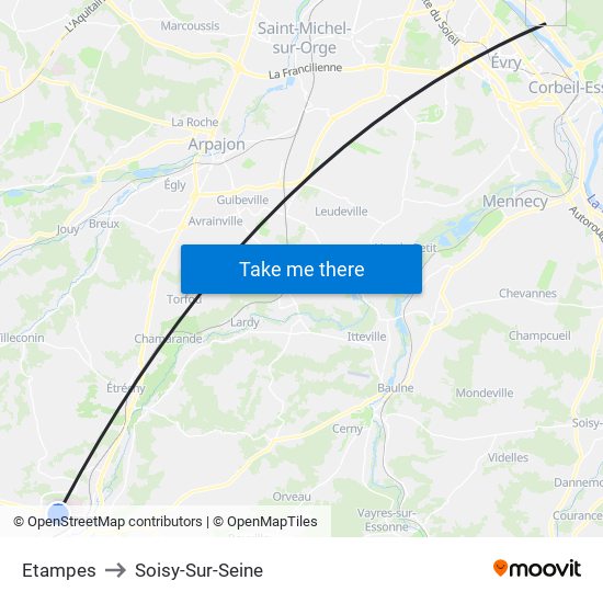Etampes to Soisy-Sur-Seine map