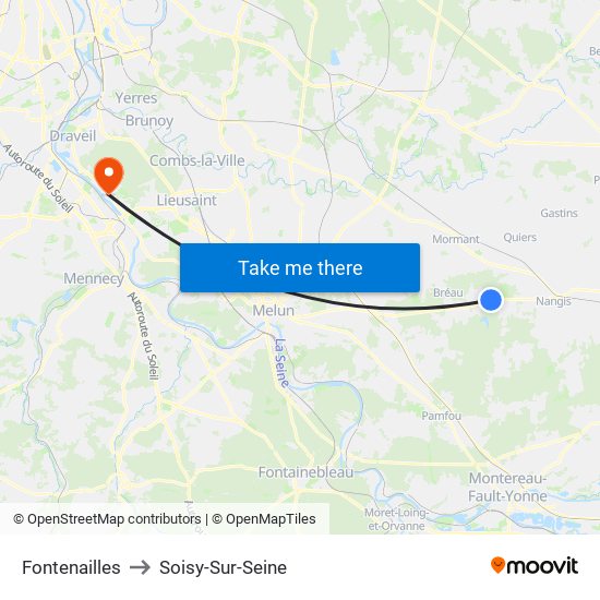 Fontenailles to Soisy-Sur-Seine map