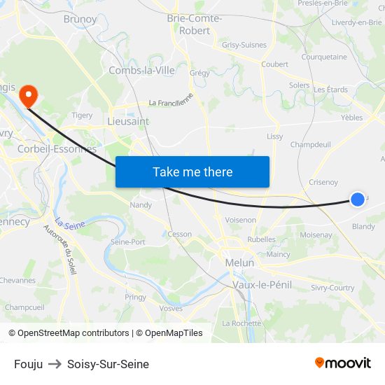 Fouju to Soisy-Sur-Seine map