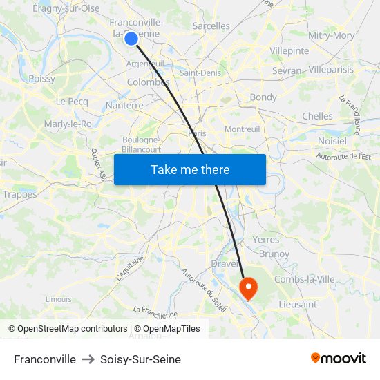 Franconville to Soisy-Sur-Seine map