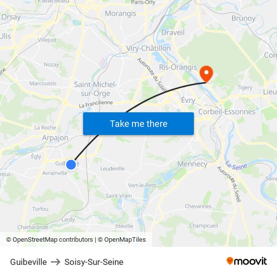 Guibeville to Soisy-Sur-Seine map