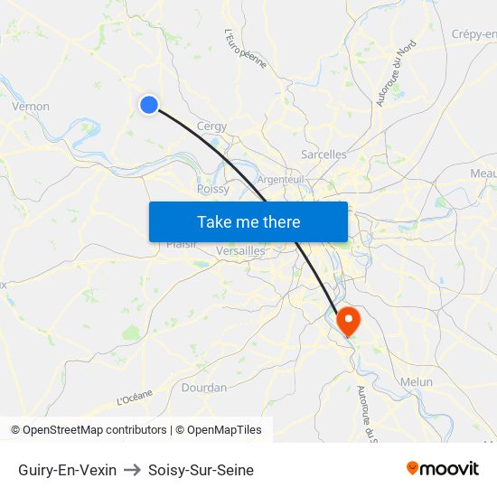 Guiry-En-Vexin to Soisy-Sur-Seine map