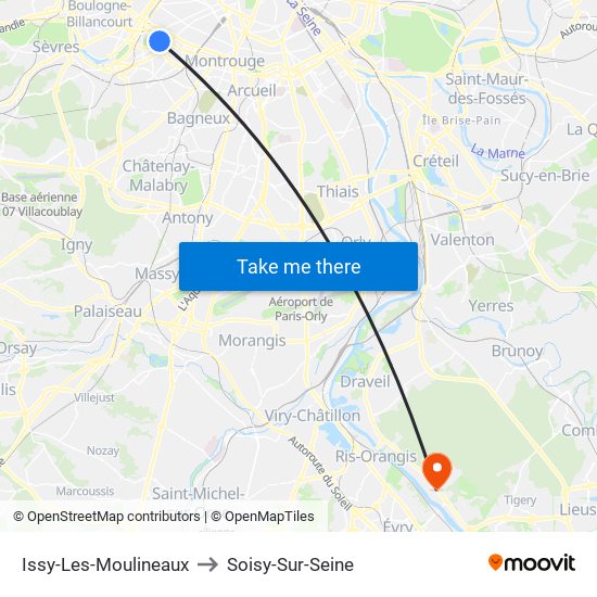 Issy-Les-Moulineaux to Soisy-Sur-Seine map