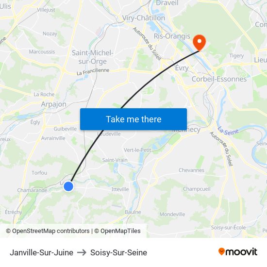 Janville-Sur-Juine to Soisy-Sur-Seine map