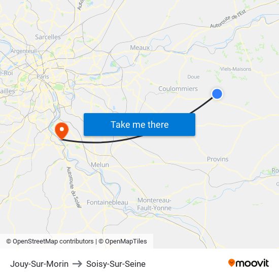 Jouy-Sur-Morin to Soisy-Sur-Seine map