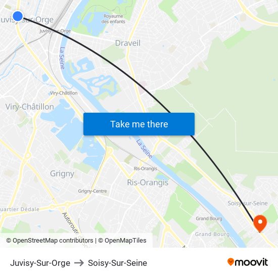 Juvisy-Sur-Orge to Soisy-Sur-Seine map