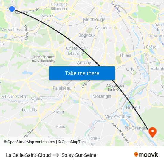 La Celle-Saint-Cloud to Soisy-Sur-Seine map