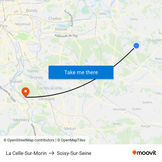 La Celle-Sur-Morin to Soisy-Sur-Seine map