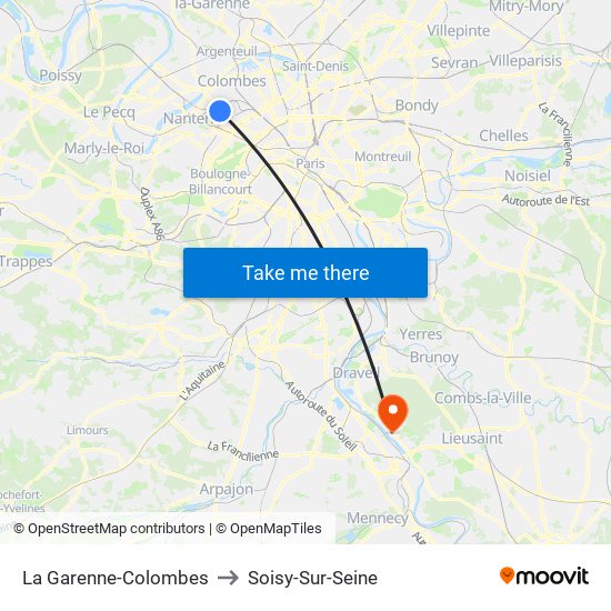 La Garenne-Colombes to Soisy-Sur-Seine map