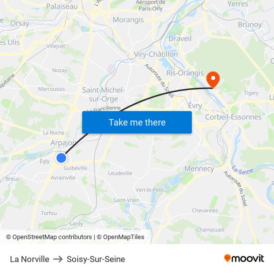 La Norville to Soisy-Sur-Seine map