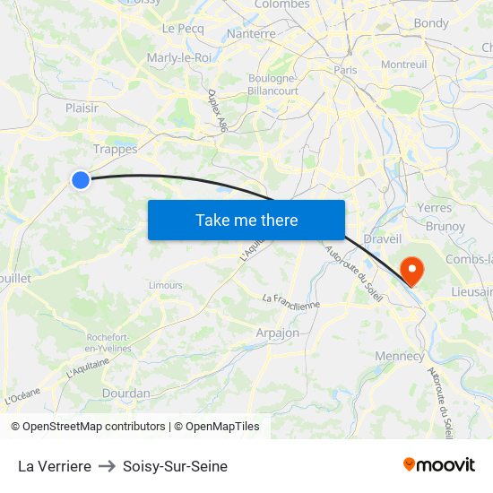 La Verriere to Soisy-Sur-Seine map