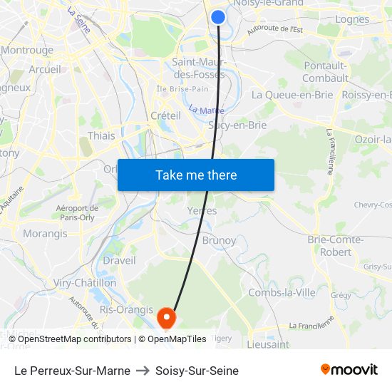 Le Perreux-Sur-Marne to Soisy-Sur-Seine map