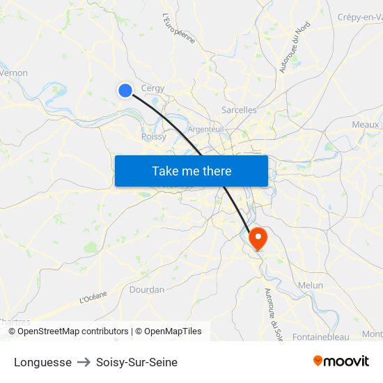 Longuesse to Soisy-Sur-Seine map