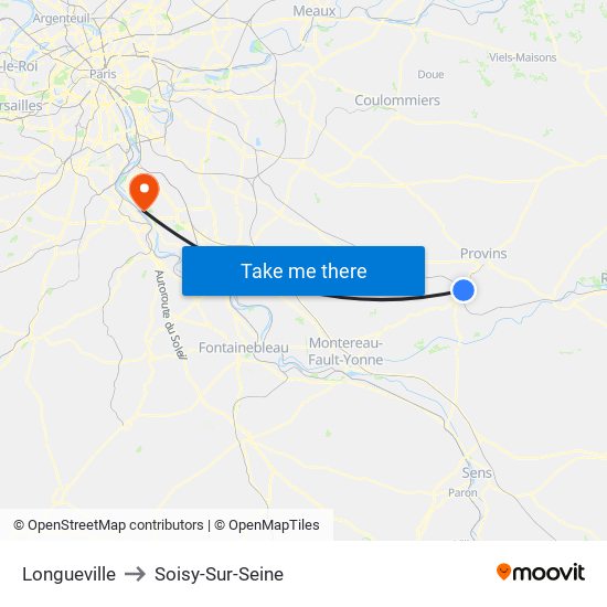 Longueville to Soisy-Sur-Seine map