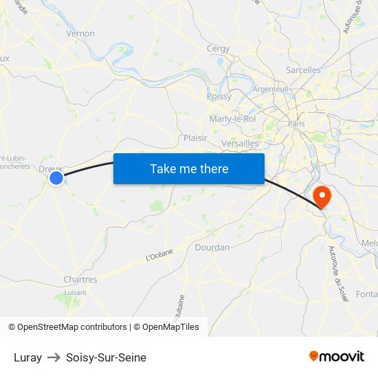 Luray to Soisy-Sur-Seine map