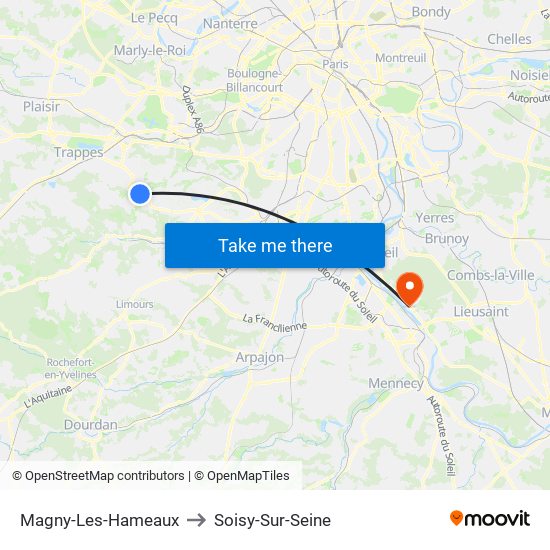 Magny-Les-Hameaux to Soisy-Sur-Seine map