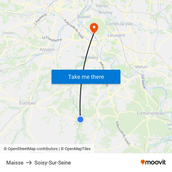 Maisse to Soisy-Sur-Seine map