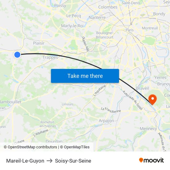 Mareil-Le-Guyon to Soisy-Sur-Seine map