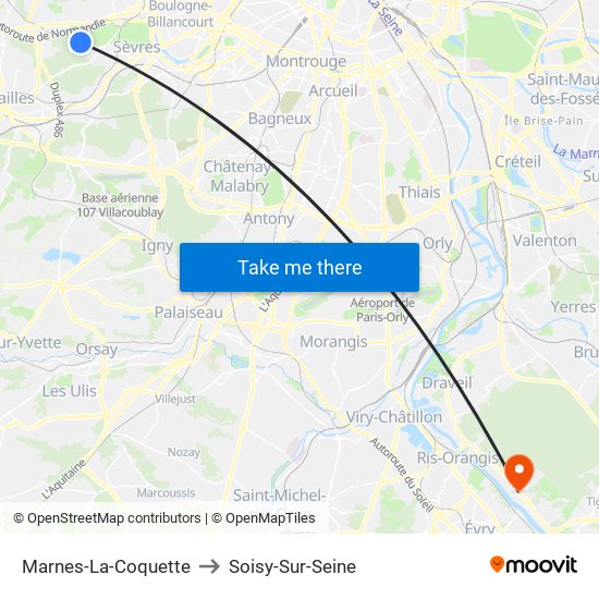 Marnes-La-Coquette to Soisy-Sur-Seine map