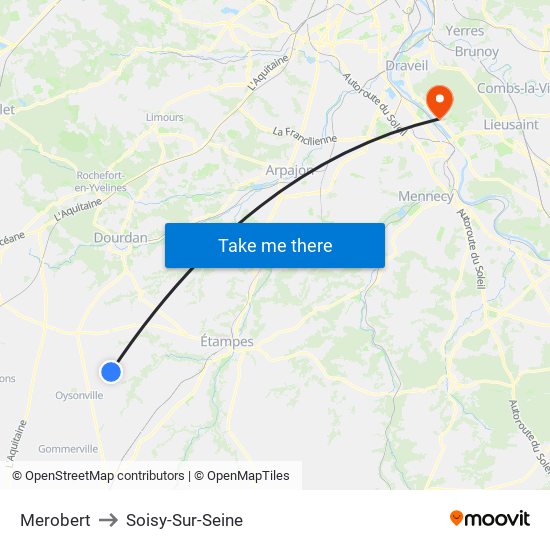 Merobert to Soisy-Sur-Seine map
