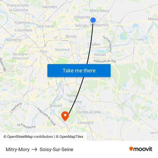 Mitry-Mory to Soisy-Sur-Seine map