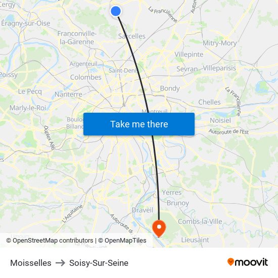 Moisselles to Soisy-Sur-Seine map