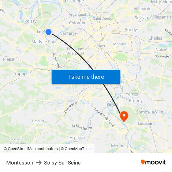 Montesson to Soisy-Sur-Seine map