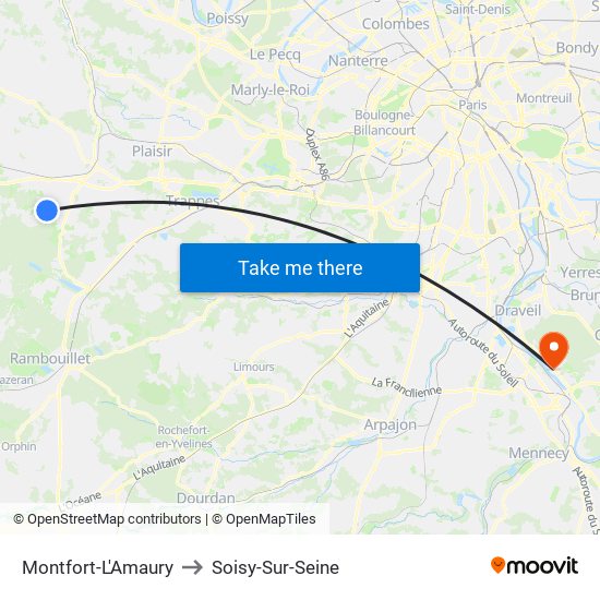 Montfort-L'Amaury to Soisy-Sur-Seine map