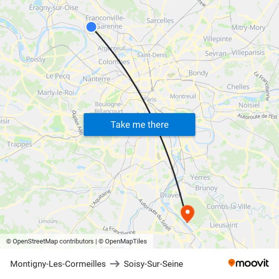 Montigny-Les-Cormeilles to Soisy-Sur-Seine map