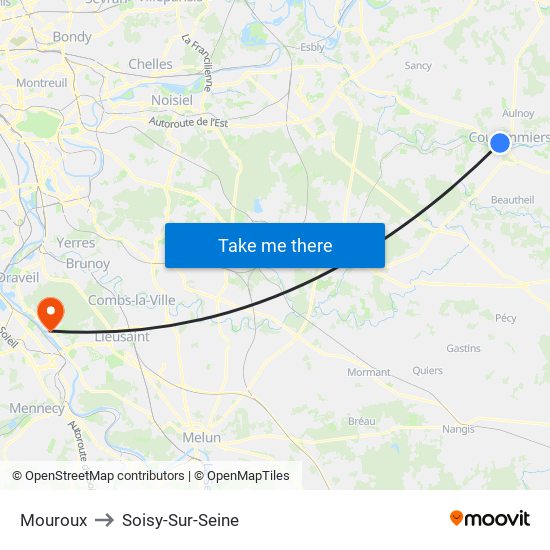 Mouroux to Soisy-Sur-Seine map