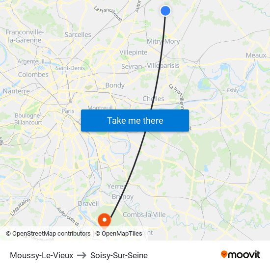Moussy-Le-Vieux to Soisy-Sur-Seine map