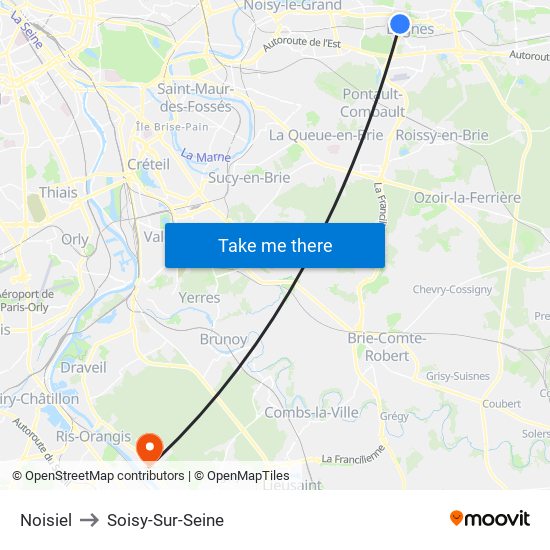Noisiel to Soisy-Sur-Seine map