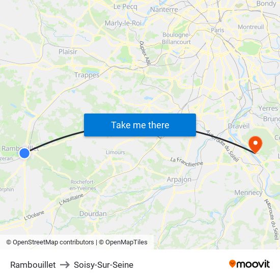 Rambouillet to Soisy-Sur-Seine map