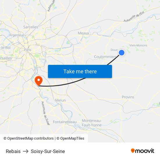 Rebais to Soisy-Sur-Seine map