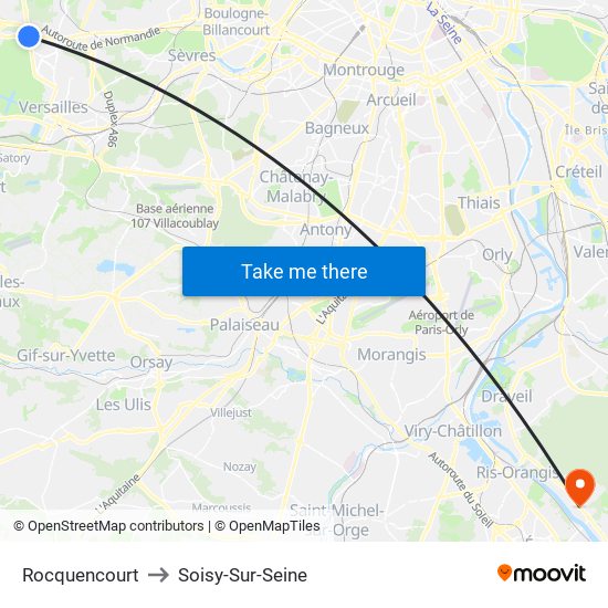 Rocquencourt to Soisy-Sur-Seine map