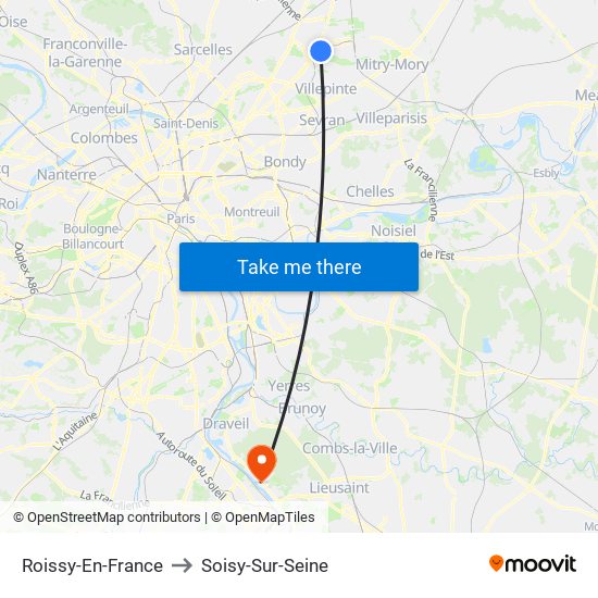 Roissy-En-France to Soisy-Sur-Seine map