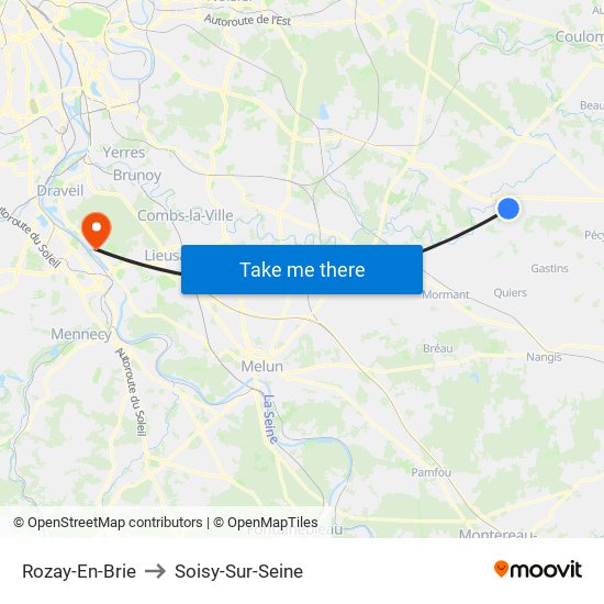 Rozay-En-Brie to Soisy-Sur-Seine map