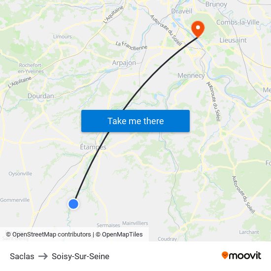 Saclas to Soisy-Sur-Seine map